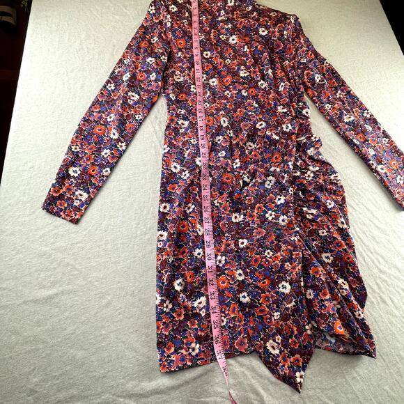 Veronica Beard Luella Dress Floral Silk 8 Ruffle Ruched Long Sleeve Lined - Picture 13 of 13